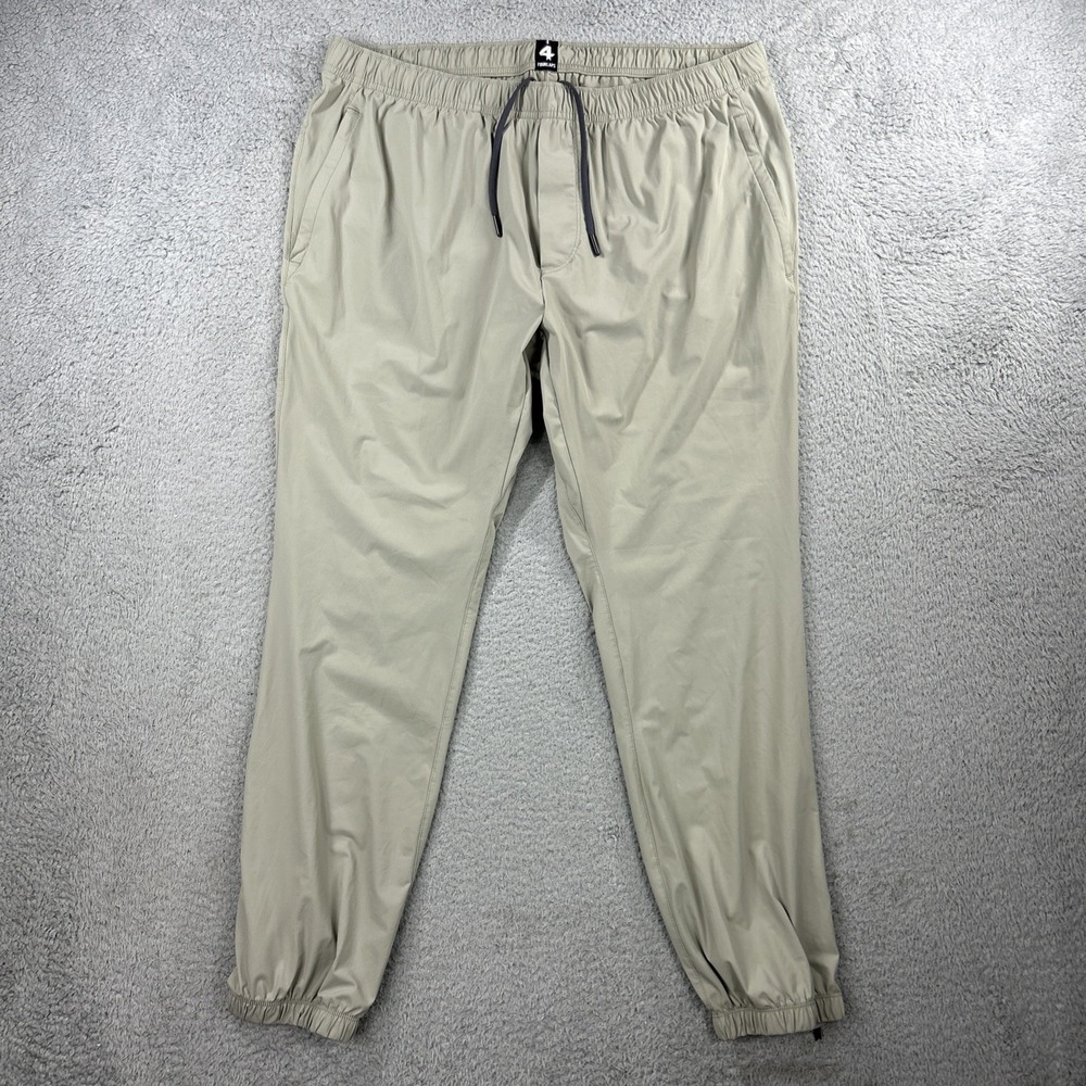 Four Laps Joggers Mens XL Beige Flex Pants Ankle Zip Performance Stretch Active